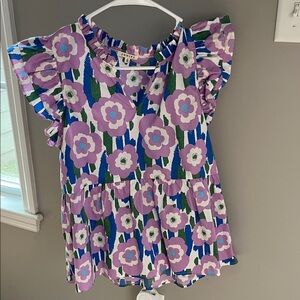 JODIFL Purple Multi Floral Ruffle Peplum Top